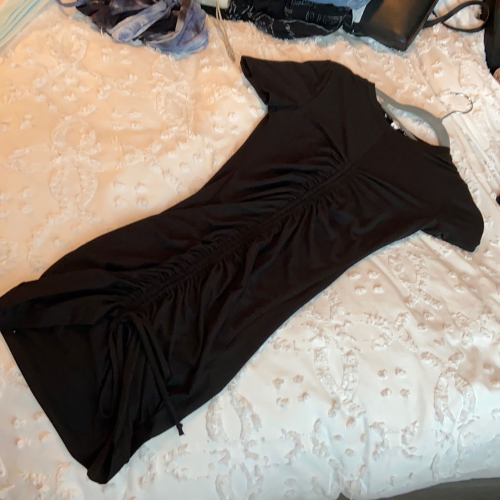 Black cotton mini dress